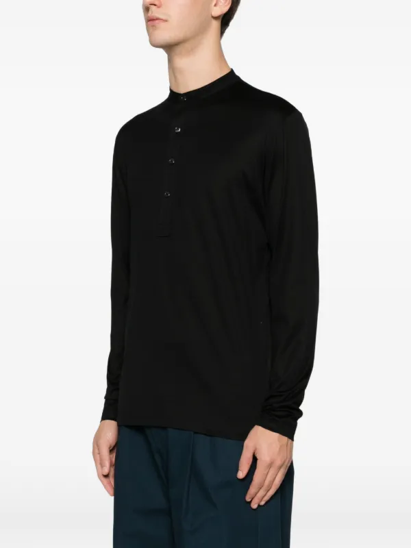 Tokyo Buttoned long-sleeved Polo Shirt | Black | FARFETCH