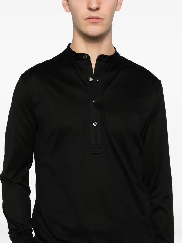Tokyo Buttoned long-sleeved Polo Shirt | Black | FARFETCH