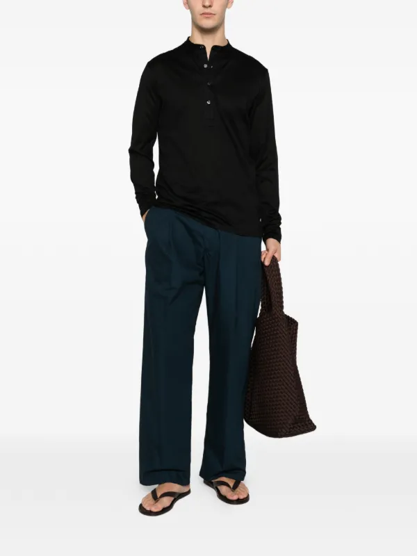 Tokyo Buttoned long-sleeved Polo Shirt | Black | FARFETCH