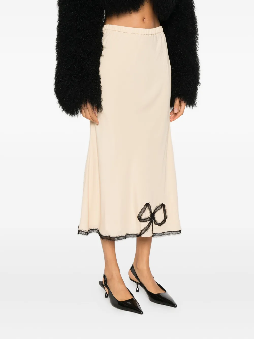 Rochas Midi-rok met strik afwerking Beige