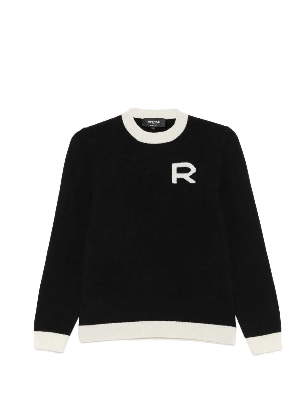 Rochas R intarsia contrast-trim sweater - Black