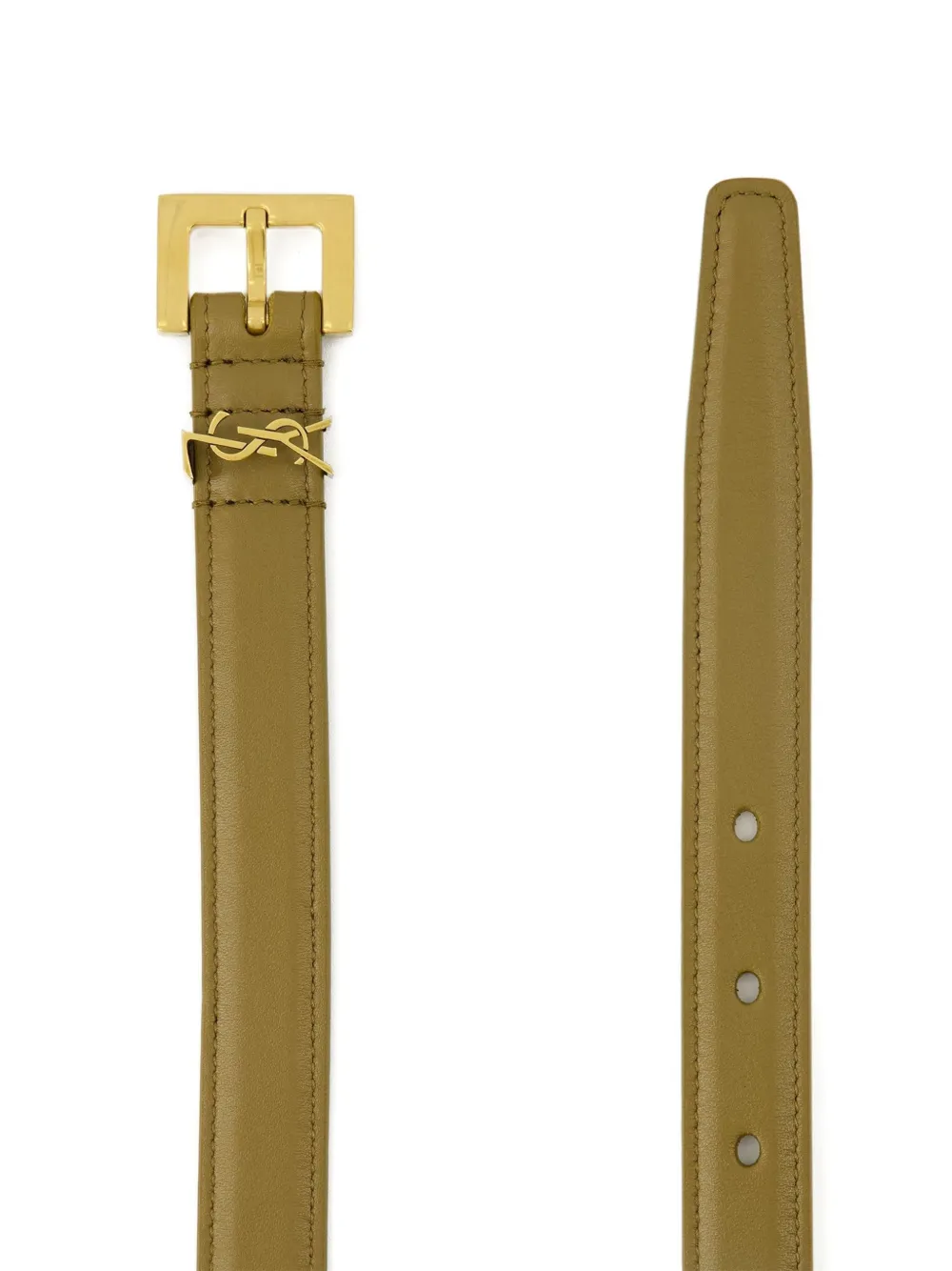Saint Laurent Cassandre Buckle Belt In Green