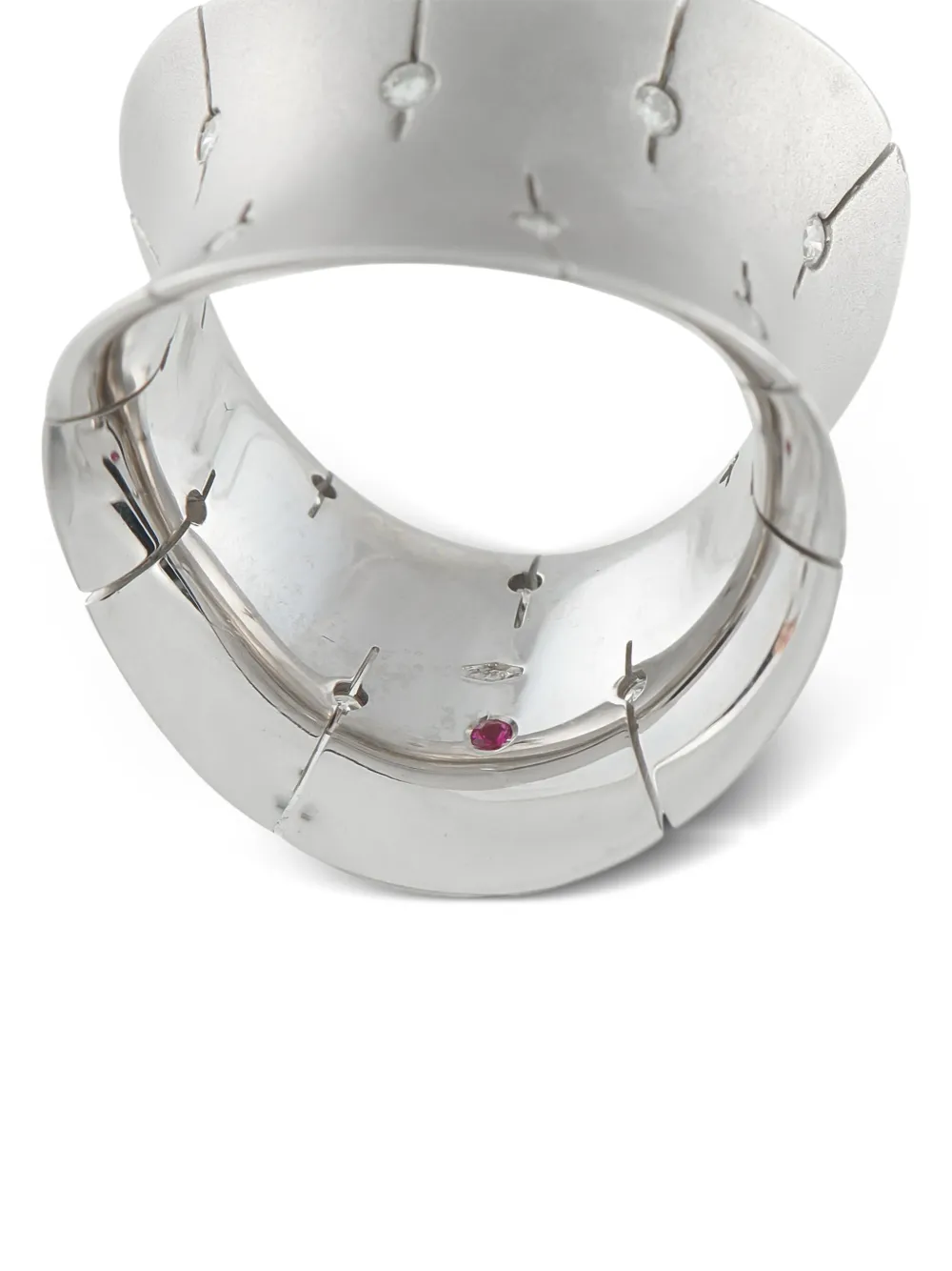 18k White Gold Diamond Convex Ring