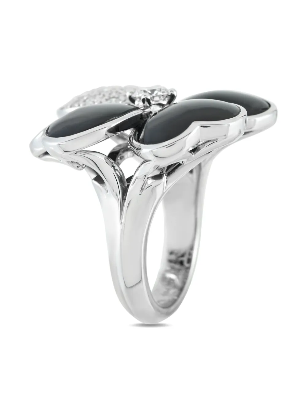 Van Cleef & Arpels Cosmos ダイヤモンド＆オニキス リング L 18Kホワイトゴールド - シルバートーン