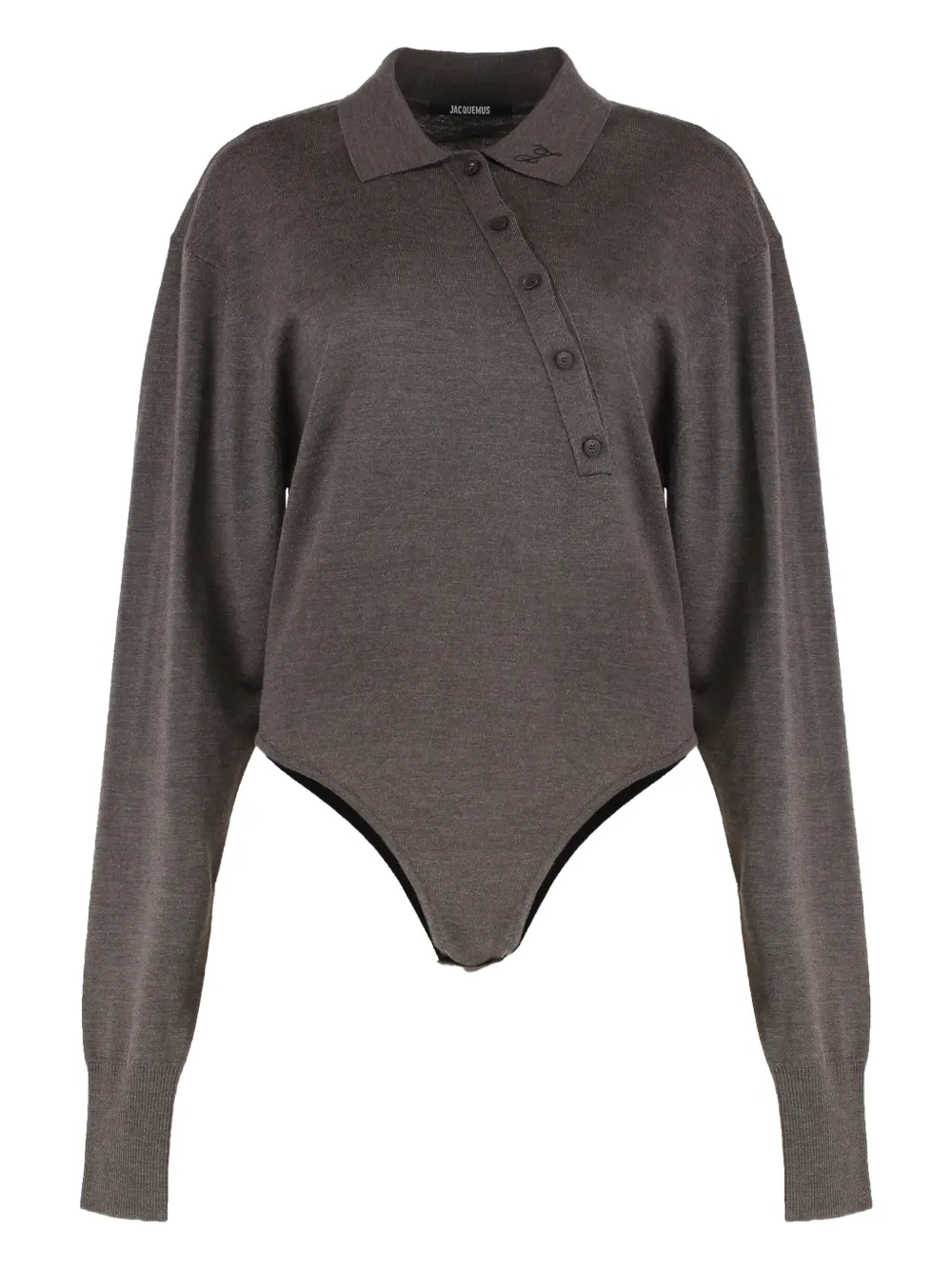 Jacquemus Long Sleeve Body Polo Collar In Black