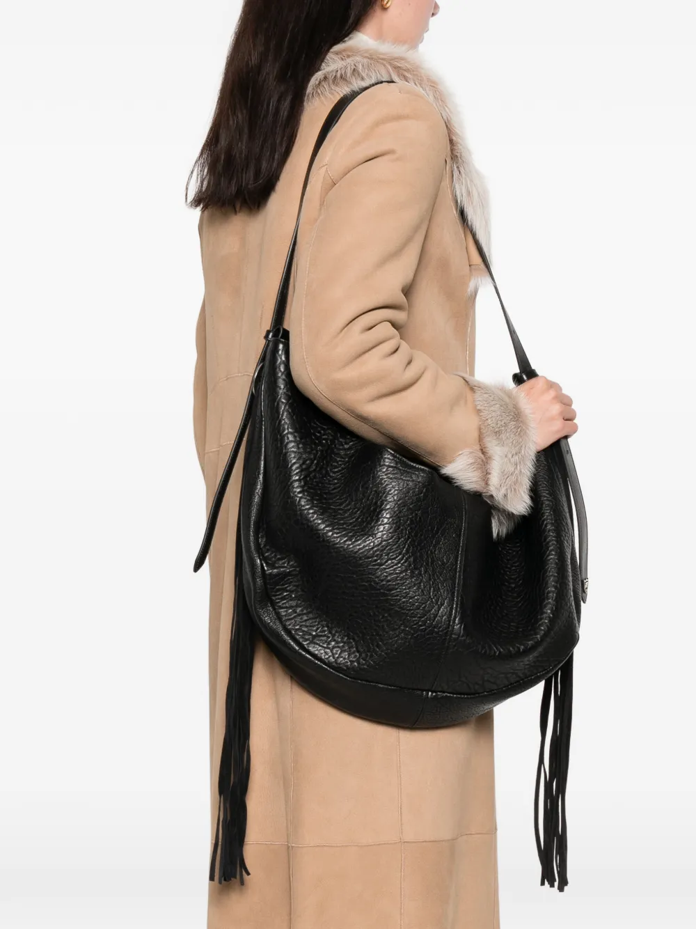 Htc Los Angeles Schoudertas met franje - Zwart