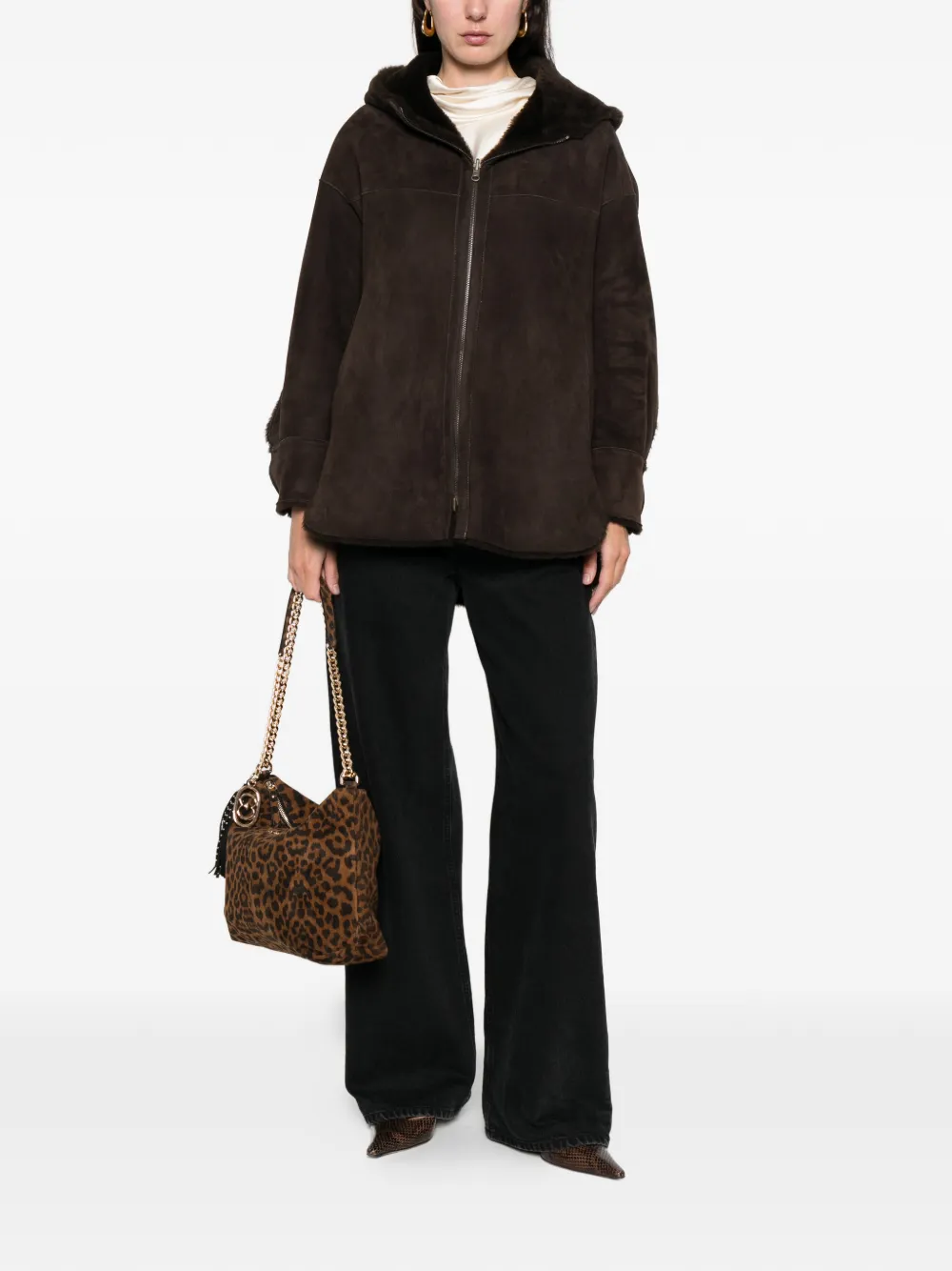 Salvatore Santoro Hooded Zip-fastening Leather Jacket In Brown