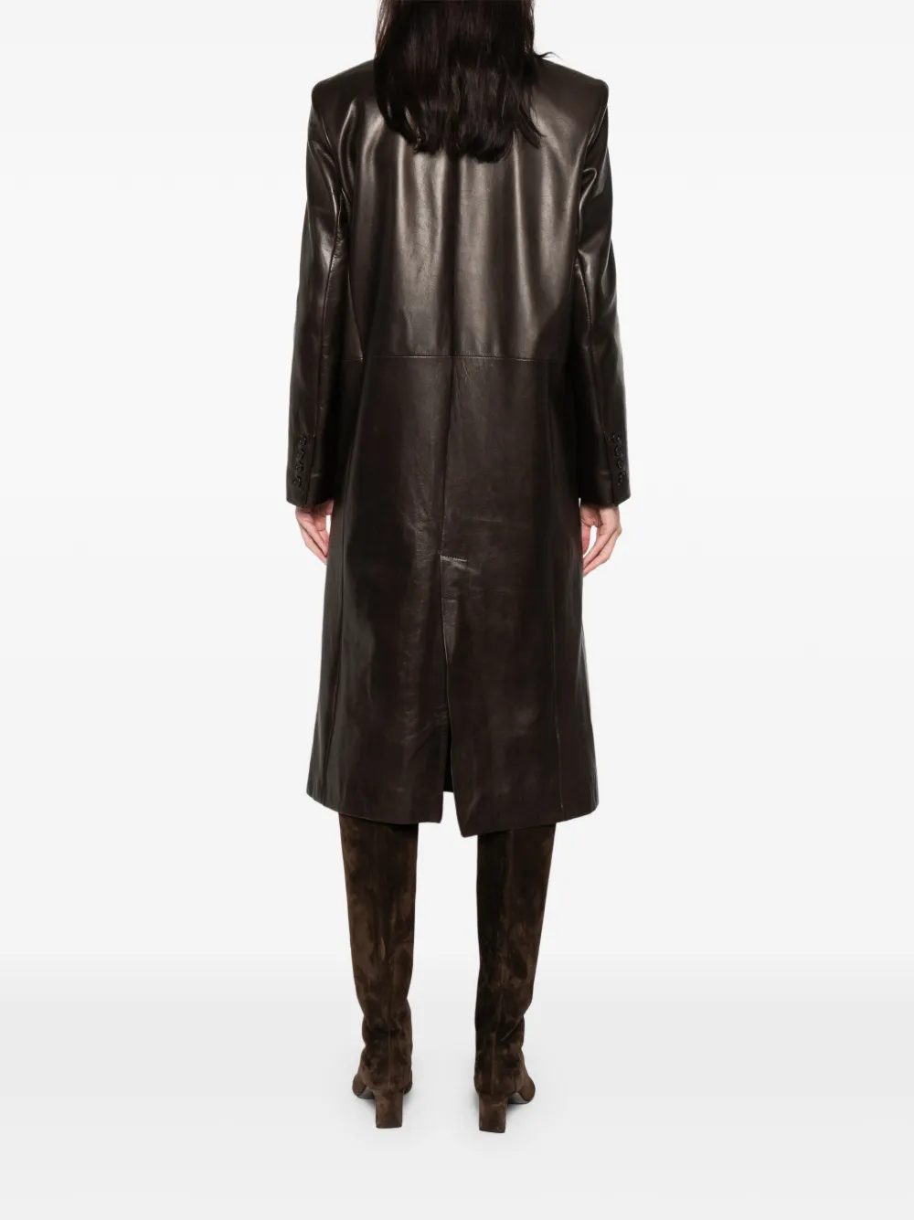 Salvatore Santoro Double-breasted Leather Coat In Brown