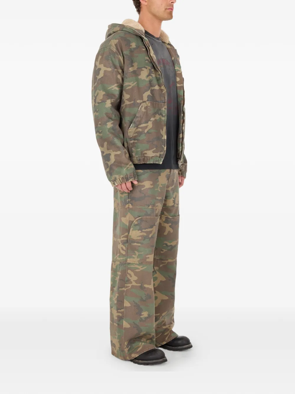 Guess Usa Panelled Camouflage Jeans In Green