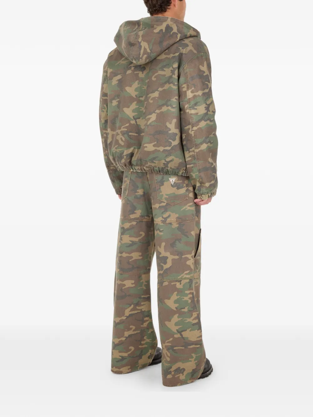 Guess Usa Panelled Camouflage Jeans In Green