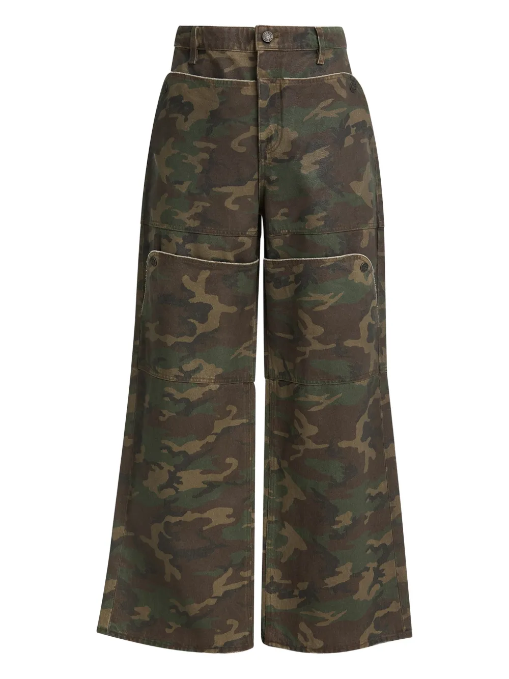 Guess Usa Panelled Camouflage Jeans In Green