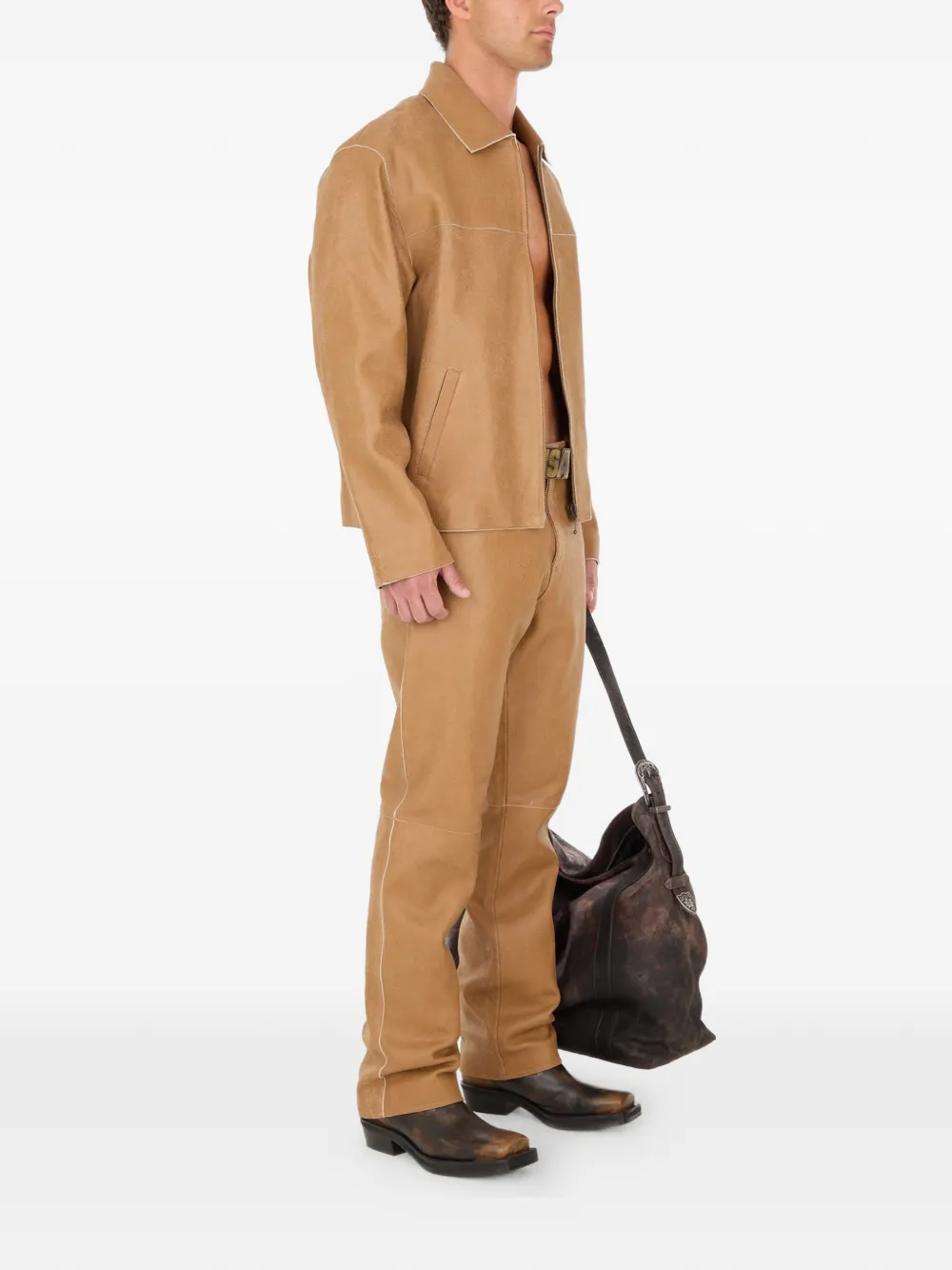 Guess Usa Zip Jacket In Brown