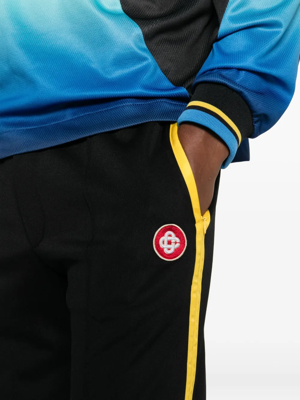 Casablanca Stripe Logo Trousers In Black