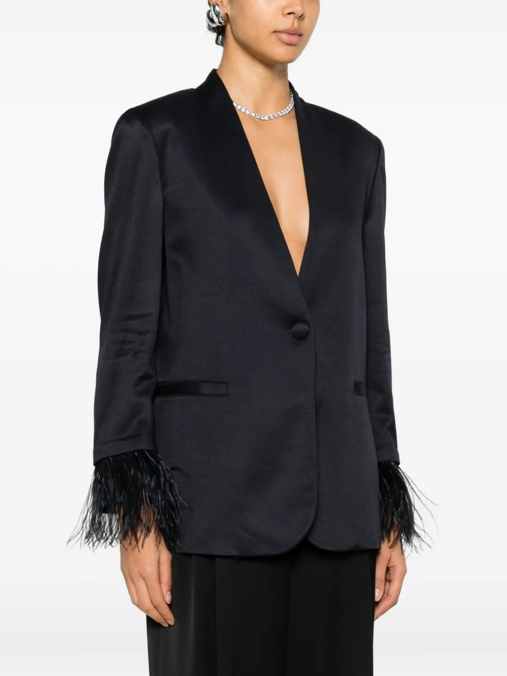 Montedoro Feather-trim Blazer In Black
