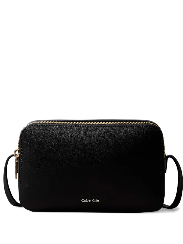 Calvin Klein Logo-detail Zip Satchel Bag in Black