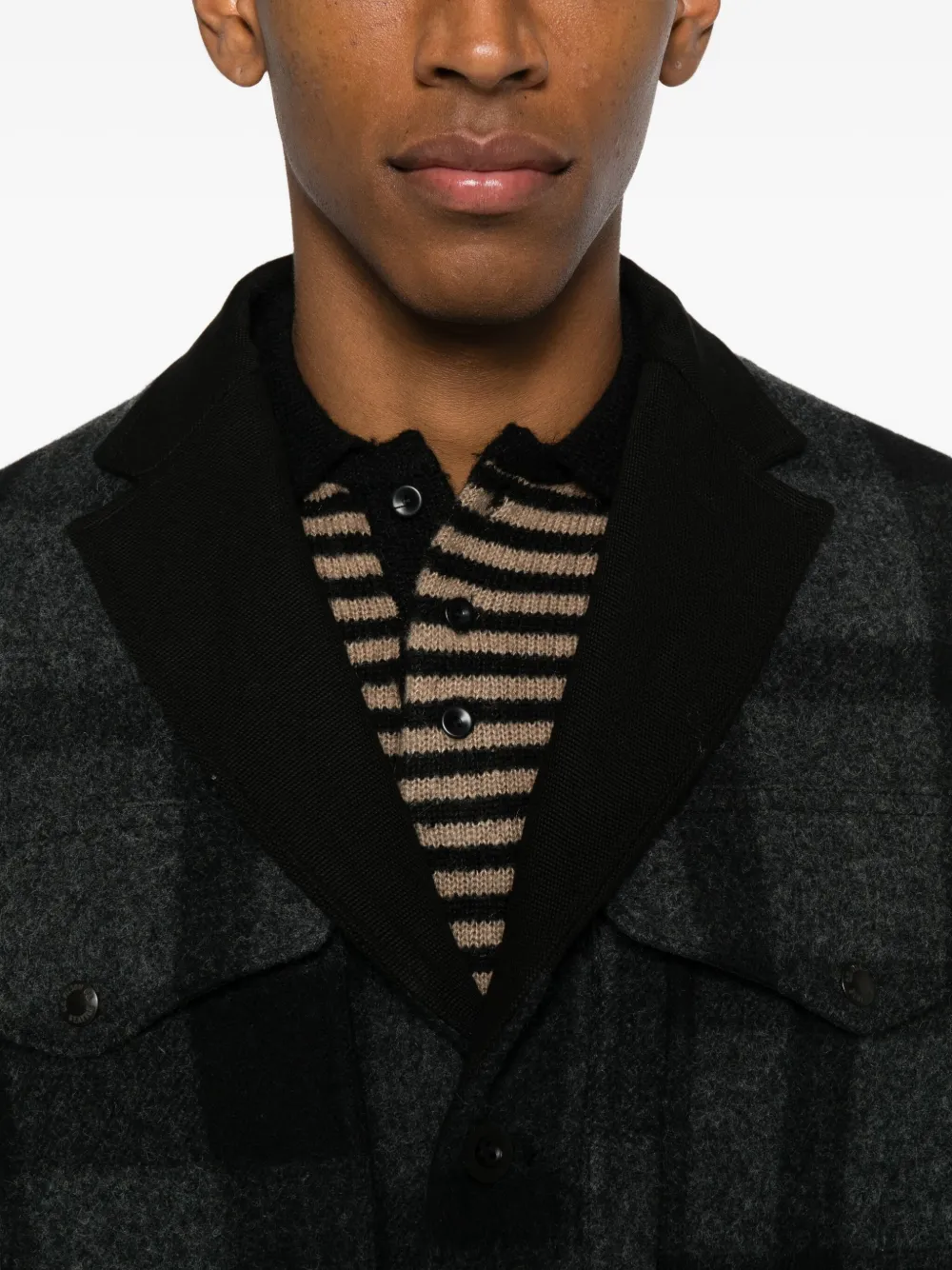 Junya Watanabe MAN x Filson gewatteerd geruit jack Zwart
