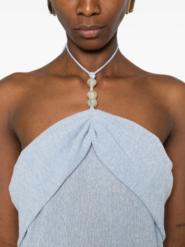 Magda Butrym Halterneck Draped Midi Dress - Blue