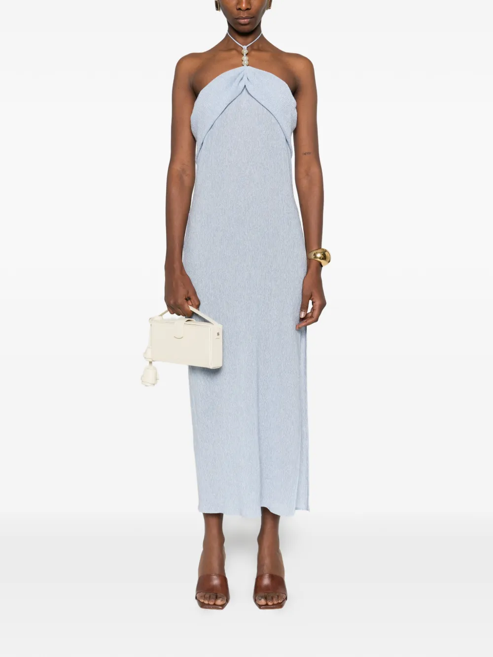 Magda Butrym halterneck draped midi dress - Blauw