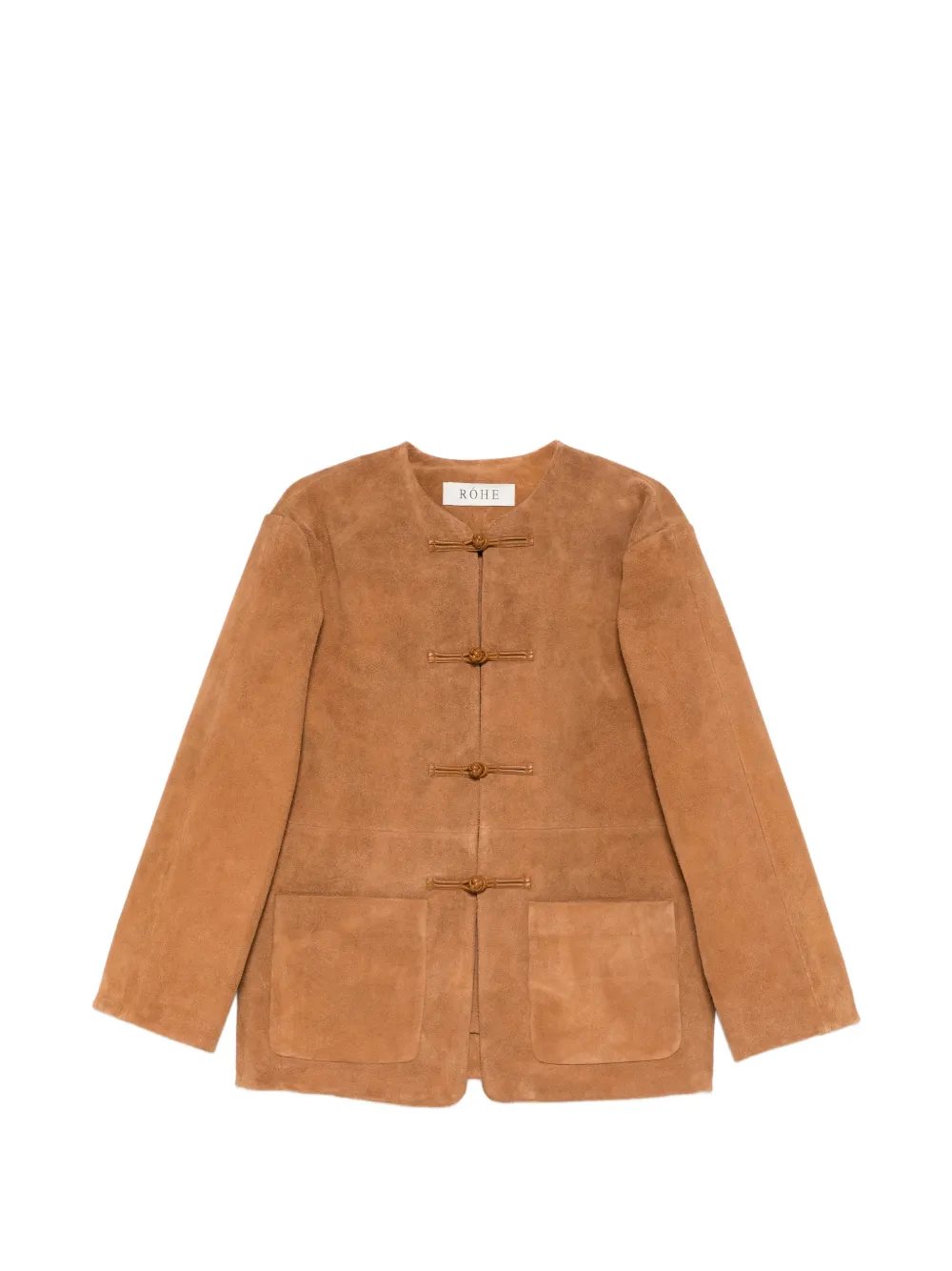 Róhe mandarin-collar suede jacket - Marrone