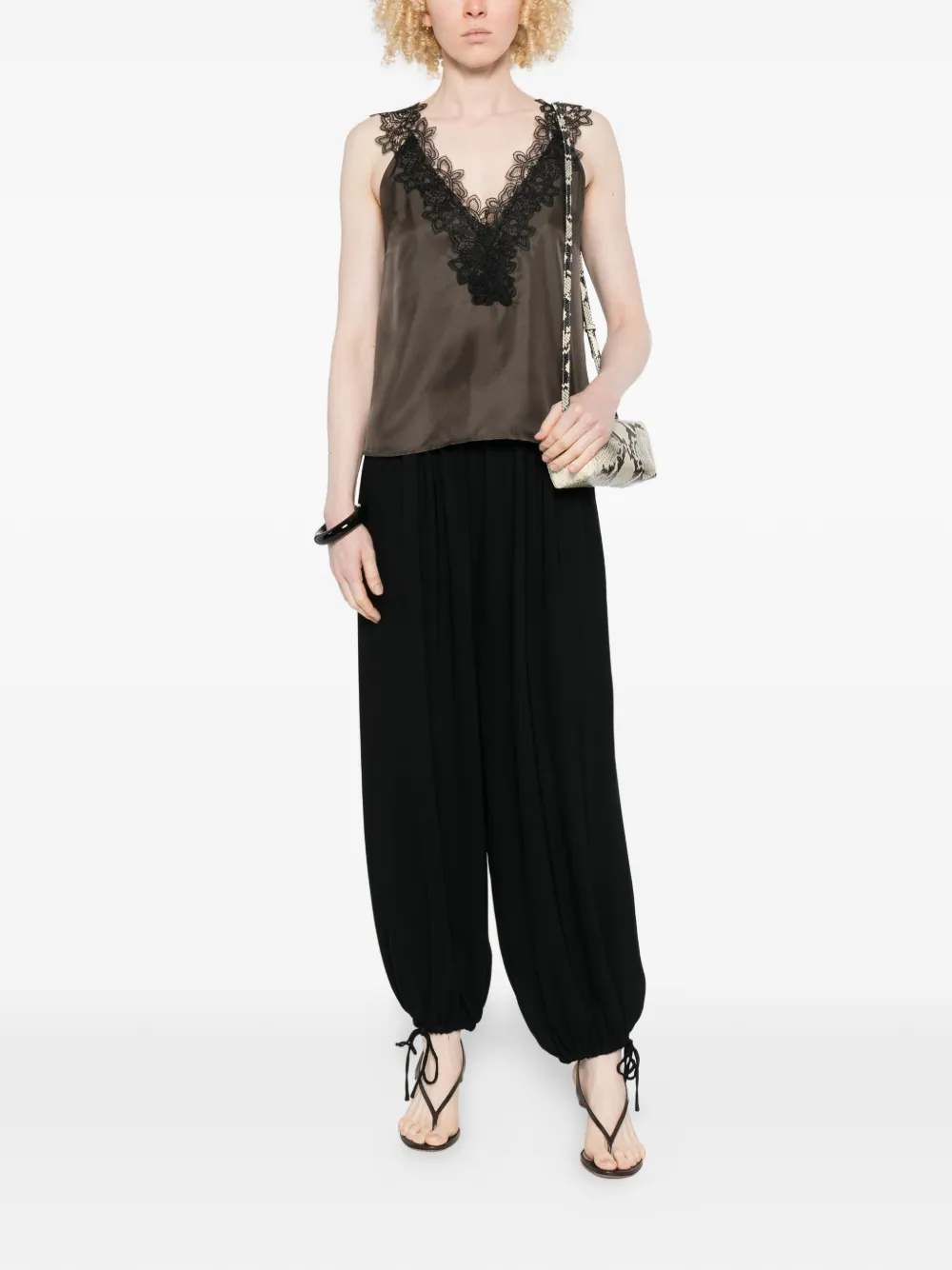  Róhe V-neck Silk Top - Brown 