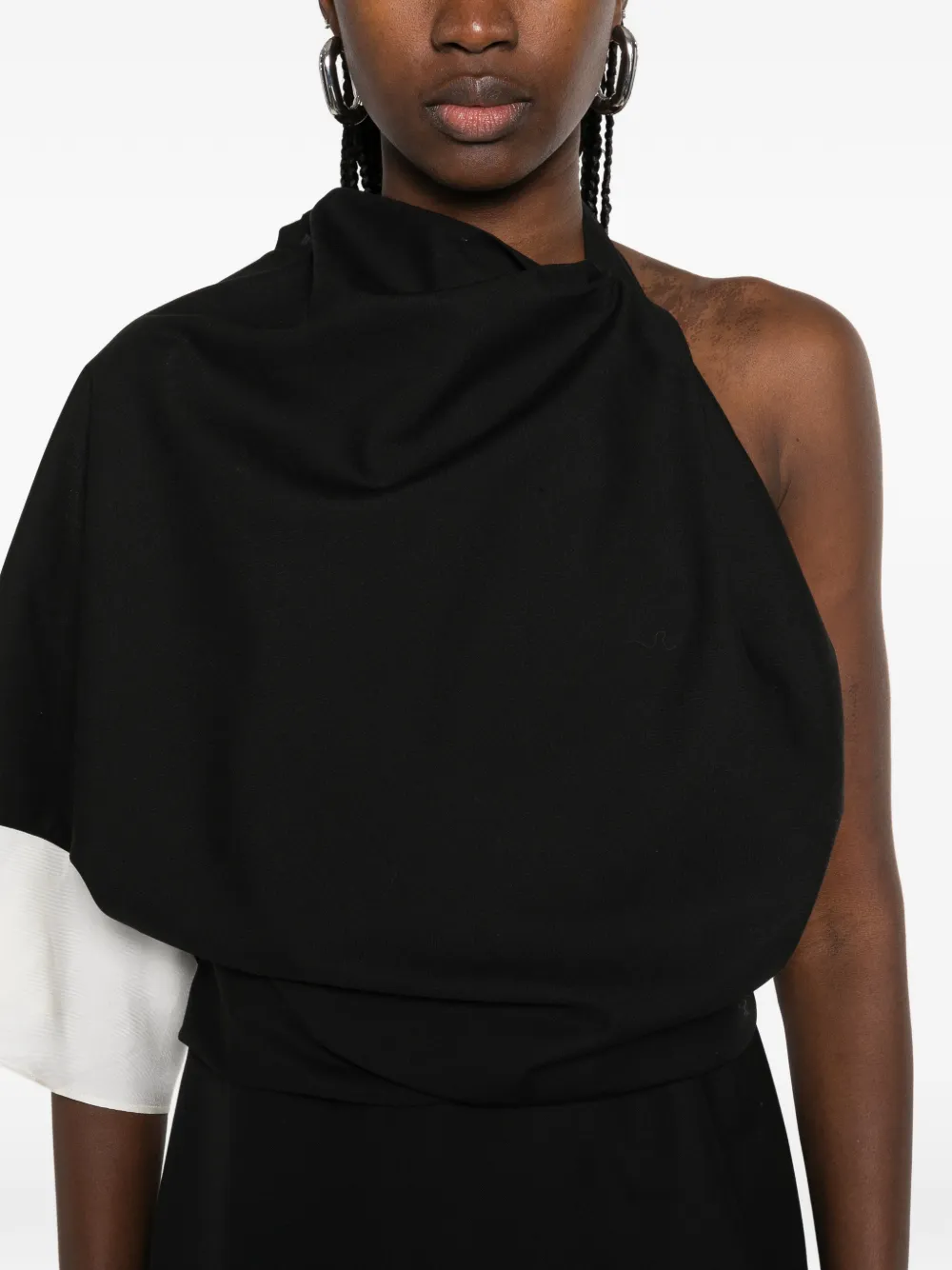 Draped One-Shoulder Maxi Dress