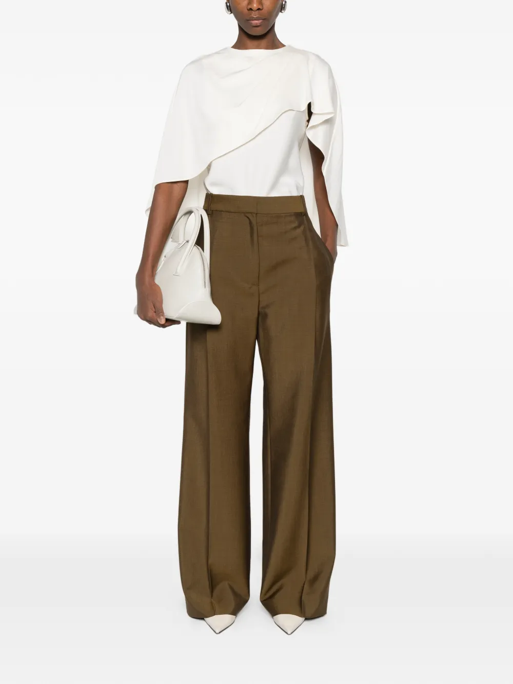 R&oacute;he mid-waist tailored trousers - Bruin
