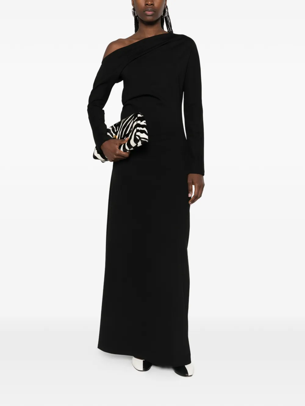 R&oacute;he twisted jersey maxi dress - Zwart