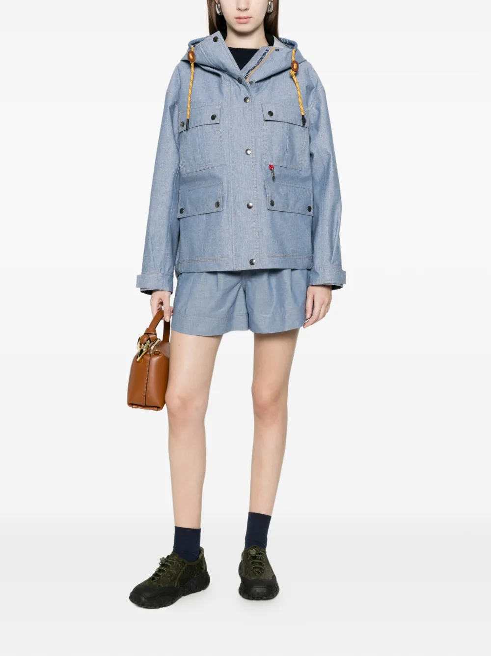 Moncler Grenoble Geplooide shorts met knopen Blauw