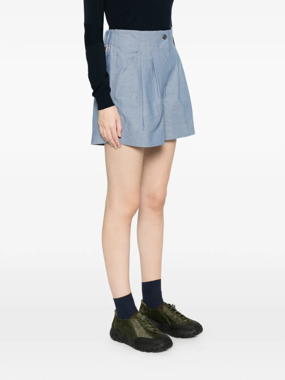 Moncler Grenoble Geplooide shorts met knopen Blauw