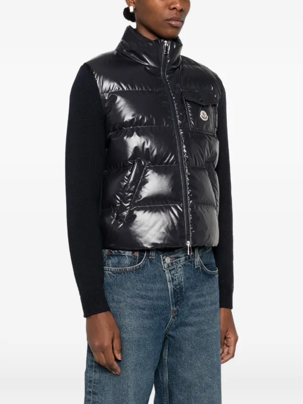 Moncler Jaqueta Com Recortes De Tricô | Azul | FARFETCH BR