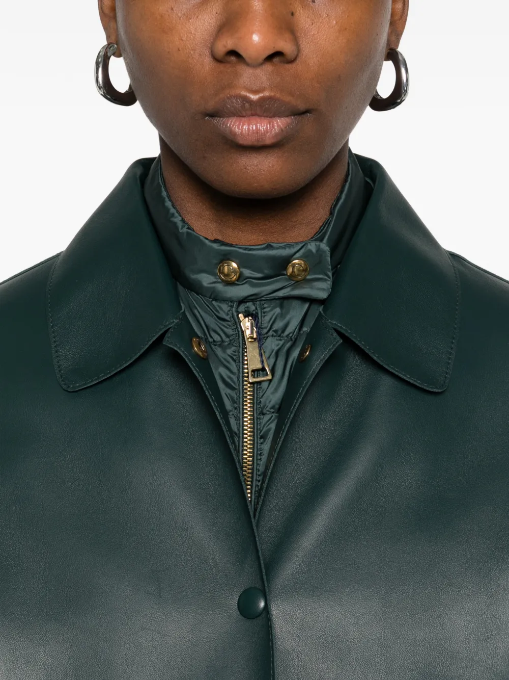 Moncler Haricot 3-in-1 leren shirtjack Groen