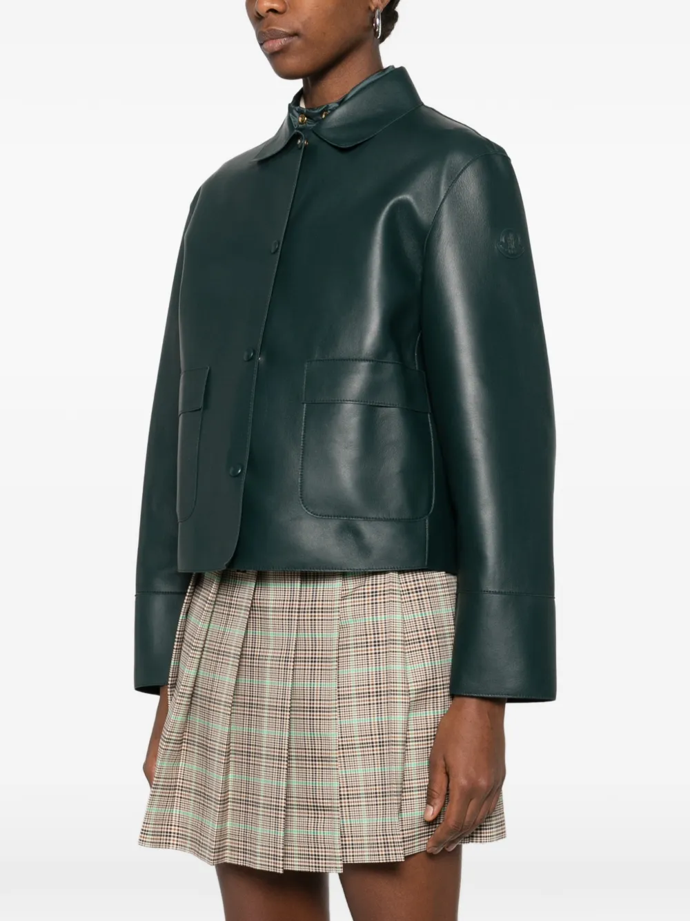 Moncler Haricot 3-in-1 leren shirtjack Groen