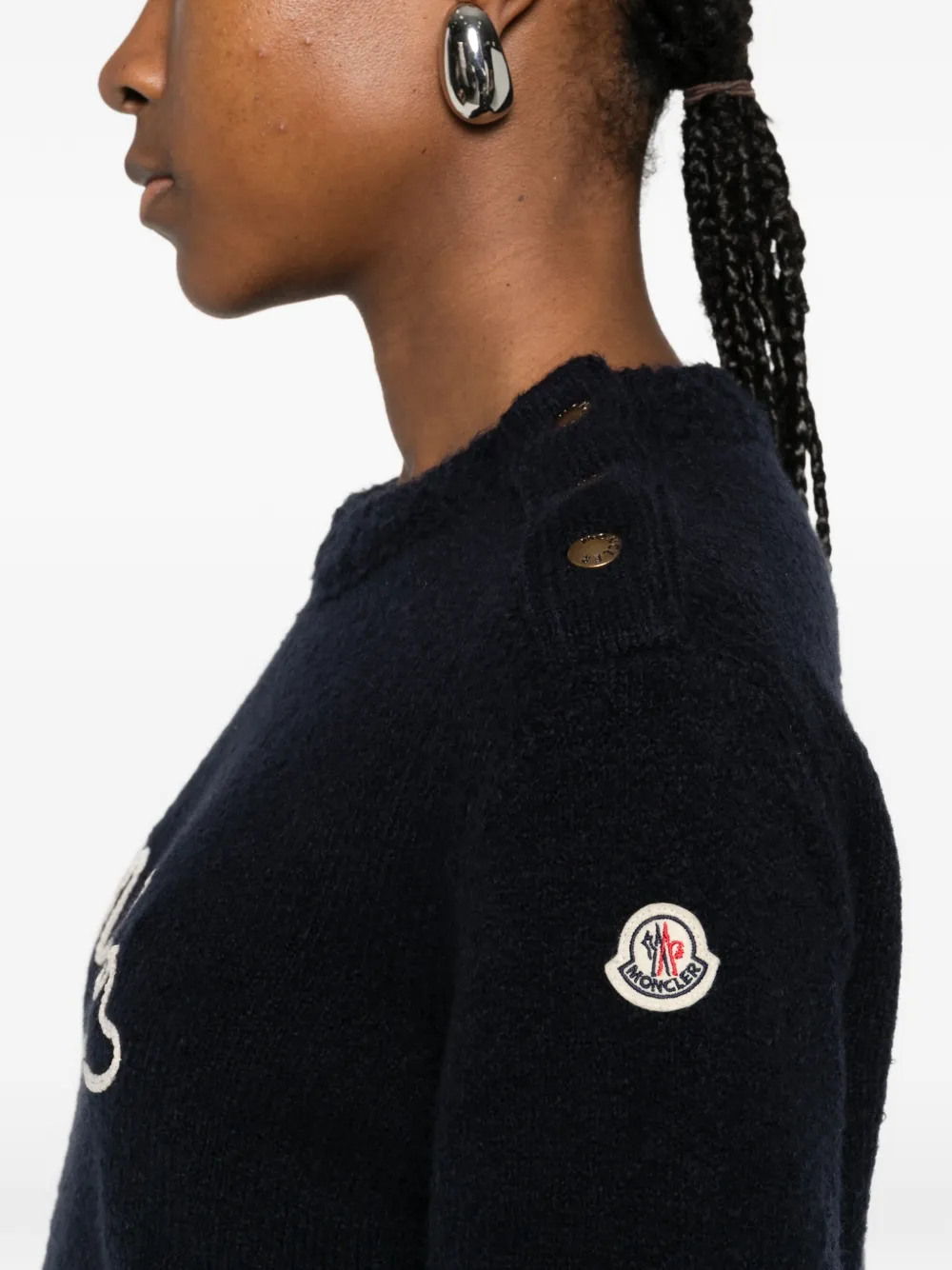Moncler Trui met ronde hals en knopen Blauw