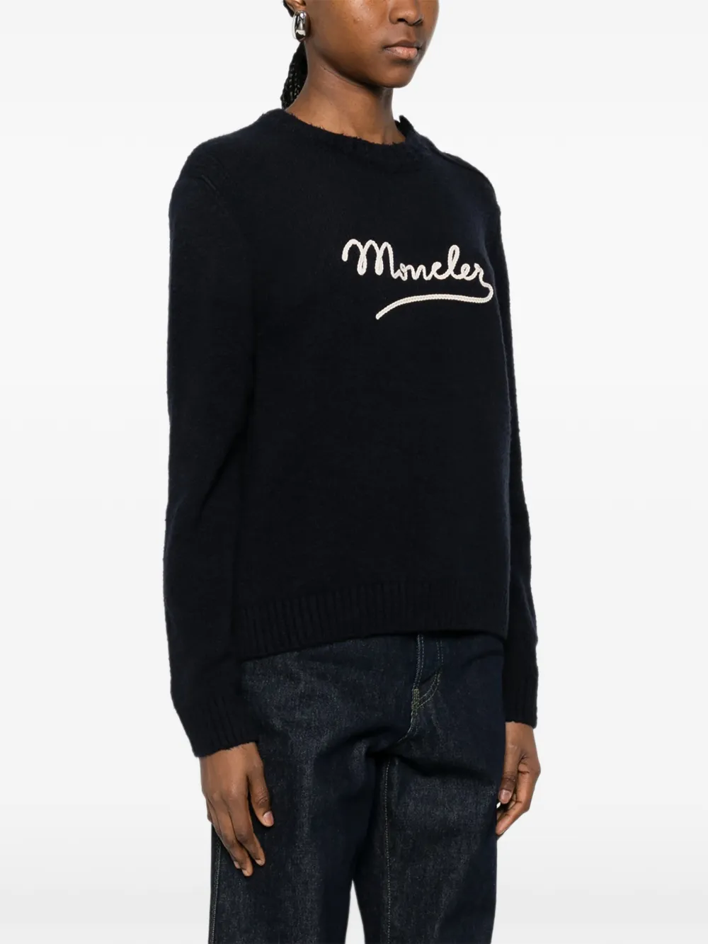  Moncler Button Crew-neck Sweater - Blue 