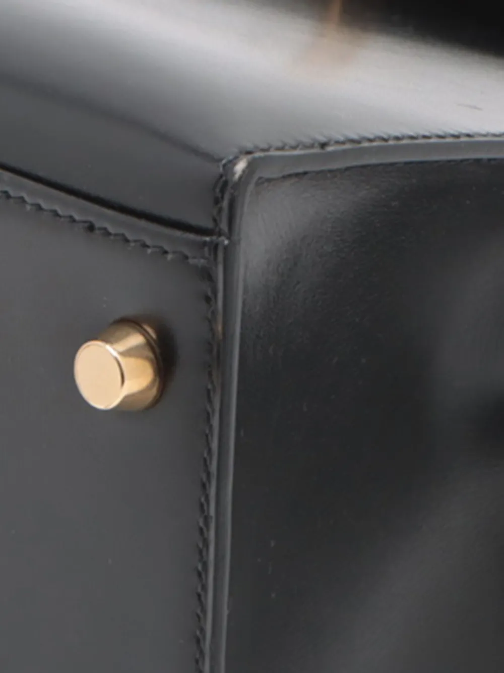 Pre-owned Hermes 1999 Box Calf Kelly Sellier 32 Satchel In Black