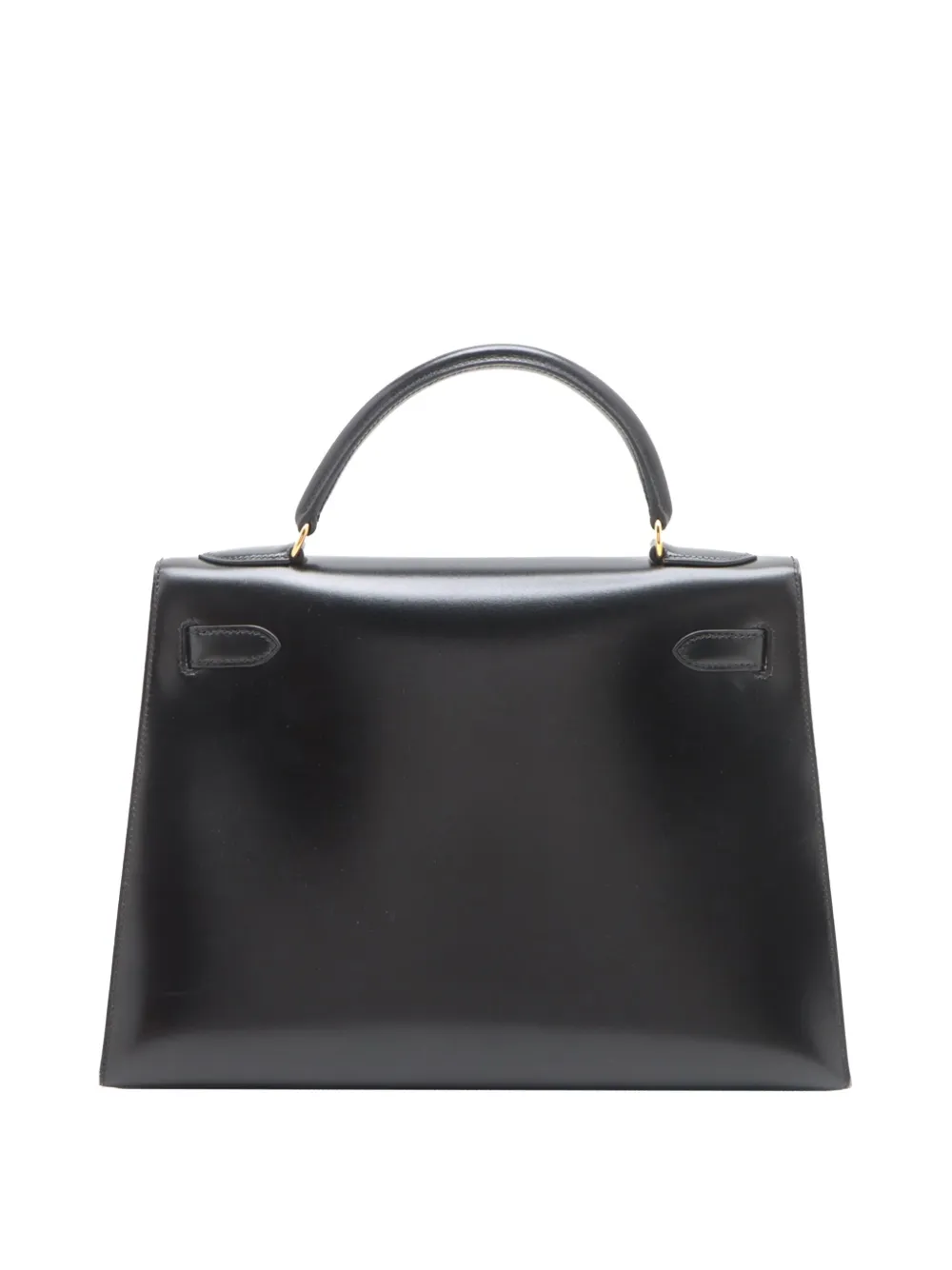 Pre-owned Hermes 1999 Box Calf Kelly Sellier 32 Satchel In Black