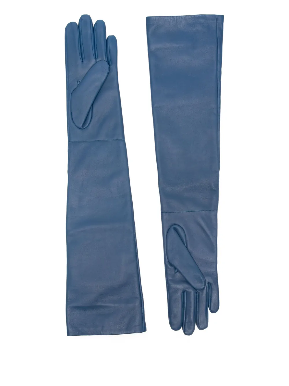The Frankie Shop Long Leather Gloves In Blue
