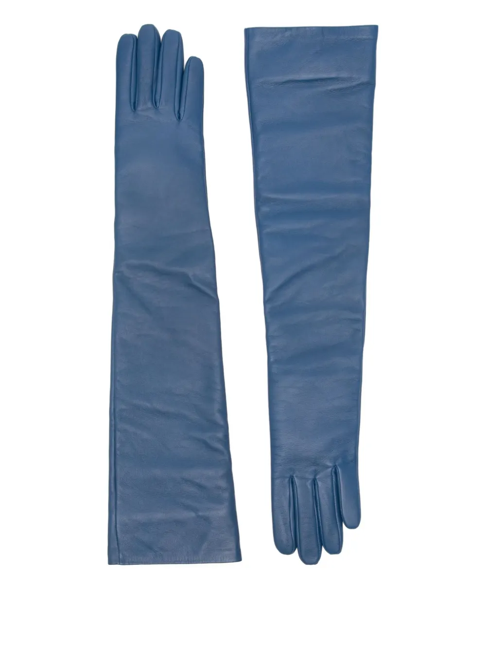 The Frankie Shop Long Leather Gloves In Blue