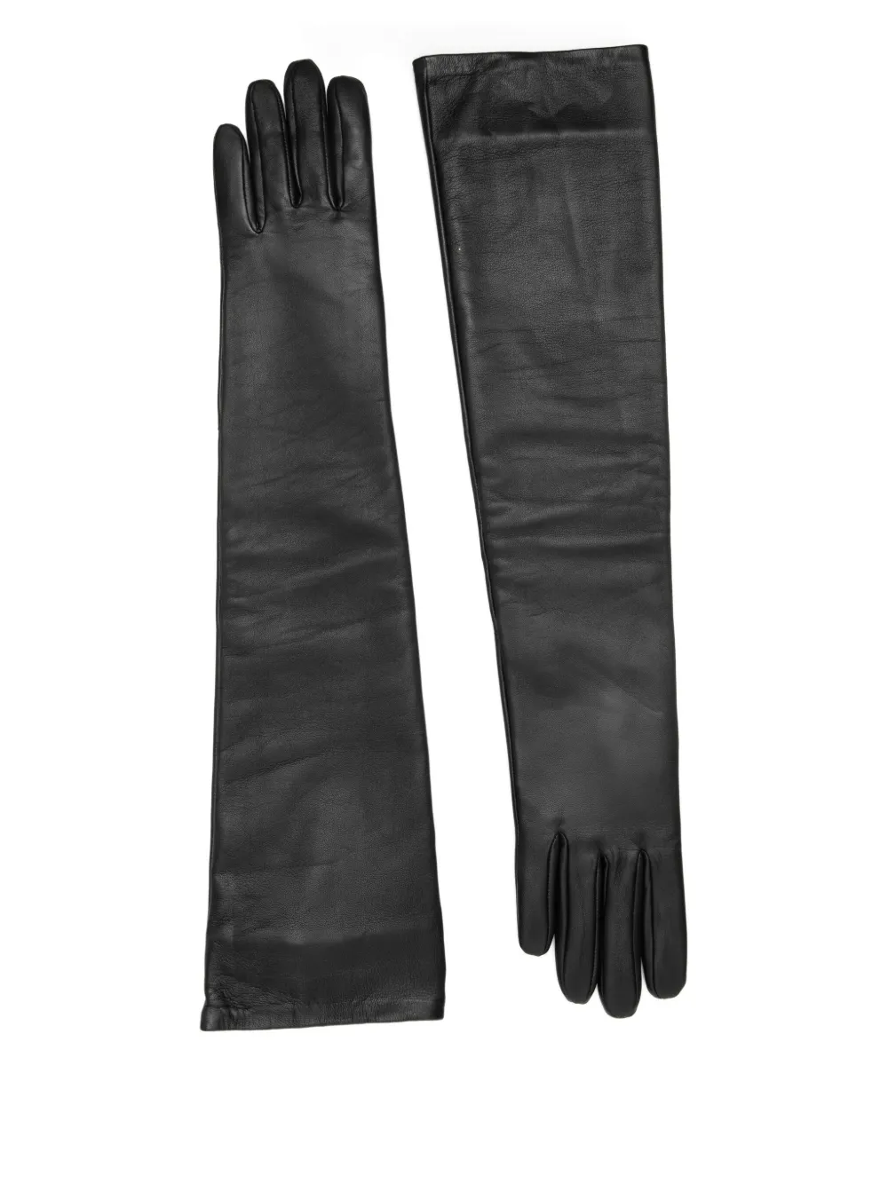 The Frankie Shop Leather Gloves In Black