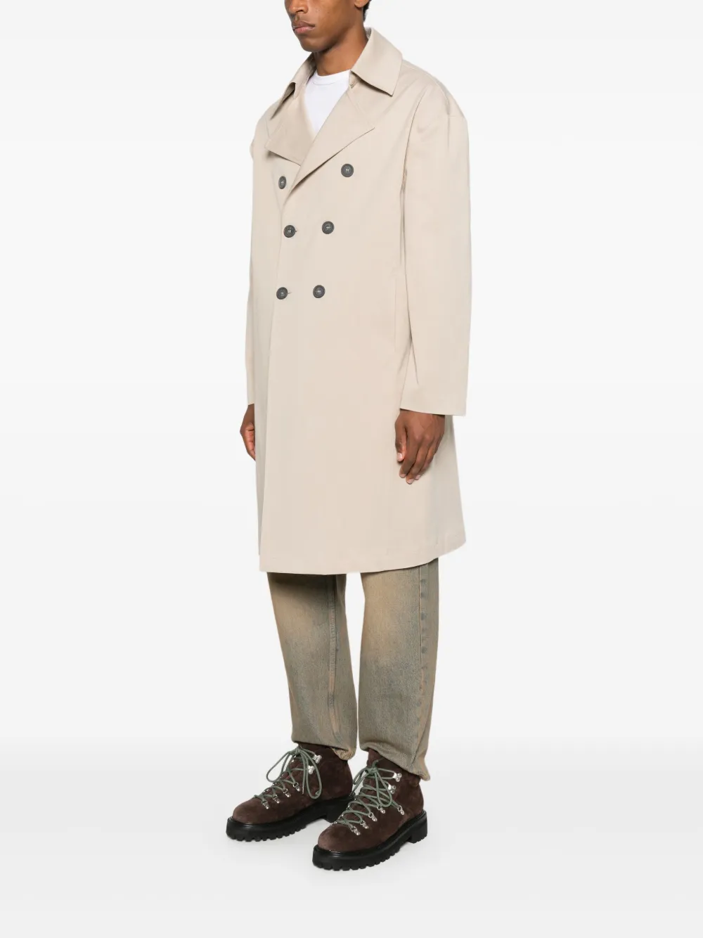 Imperial Double-breasted Coat In Neutral