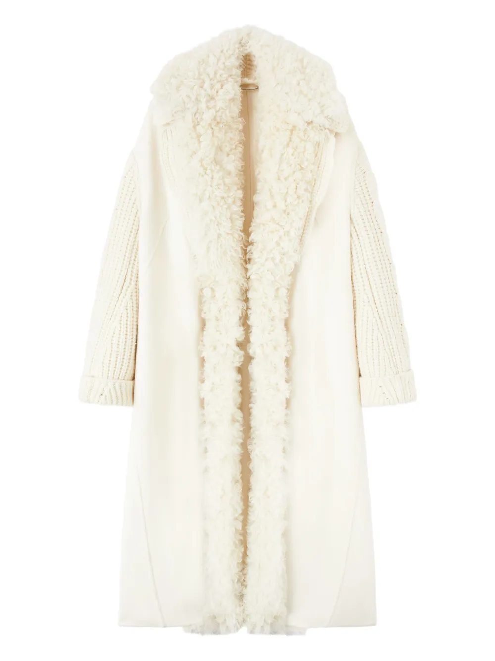 Ermanno Scervino Cable-knit Shearling Coat In White