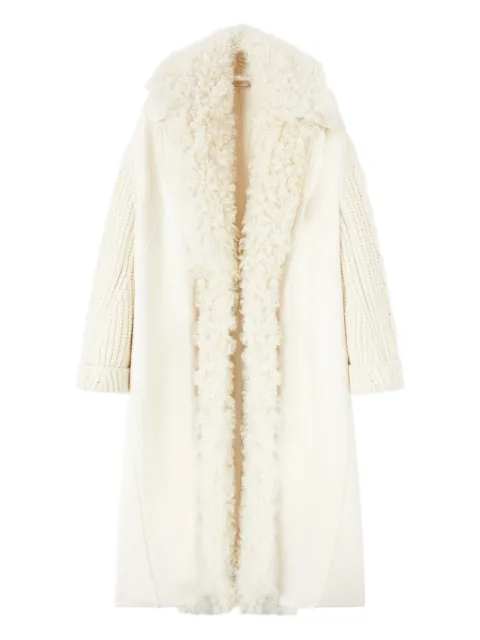 Ermanno Scervino manteau en maille torsadée et peau lainée