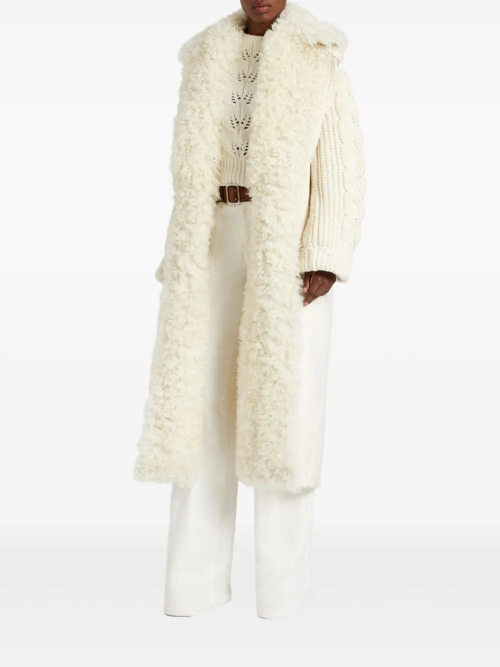 Ermanno Scervino Kabelgebreide lammy jas - Wit