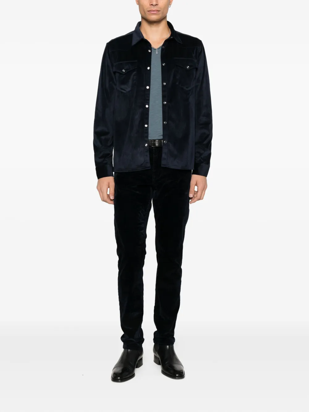 John Varvatos Andres pocket shirt - Blauw