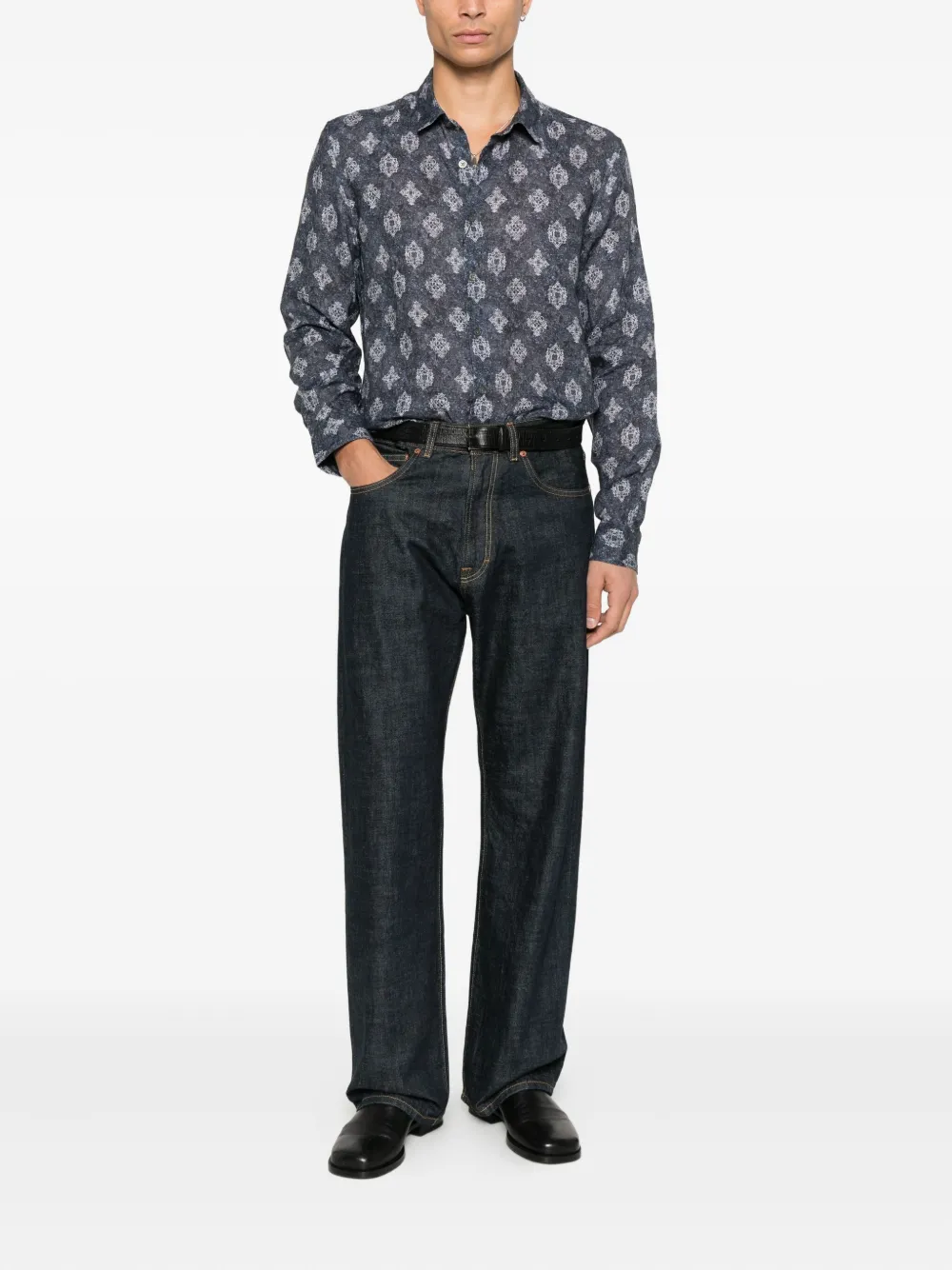 John Varvatos patterned shirt - Blauw