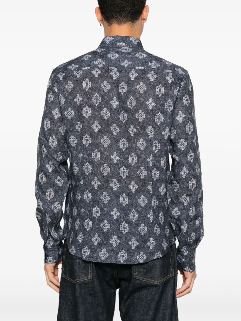 John Varvatos Overhemd met patroon Blauw