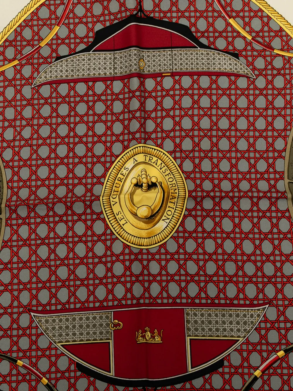 Pre-owned Hermes 20th Century Les Voitures A Transformation Silk Scarf Scarves In White