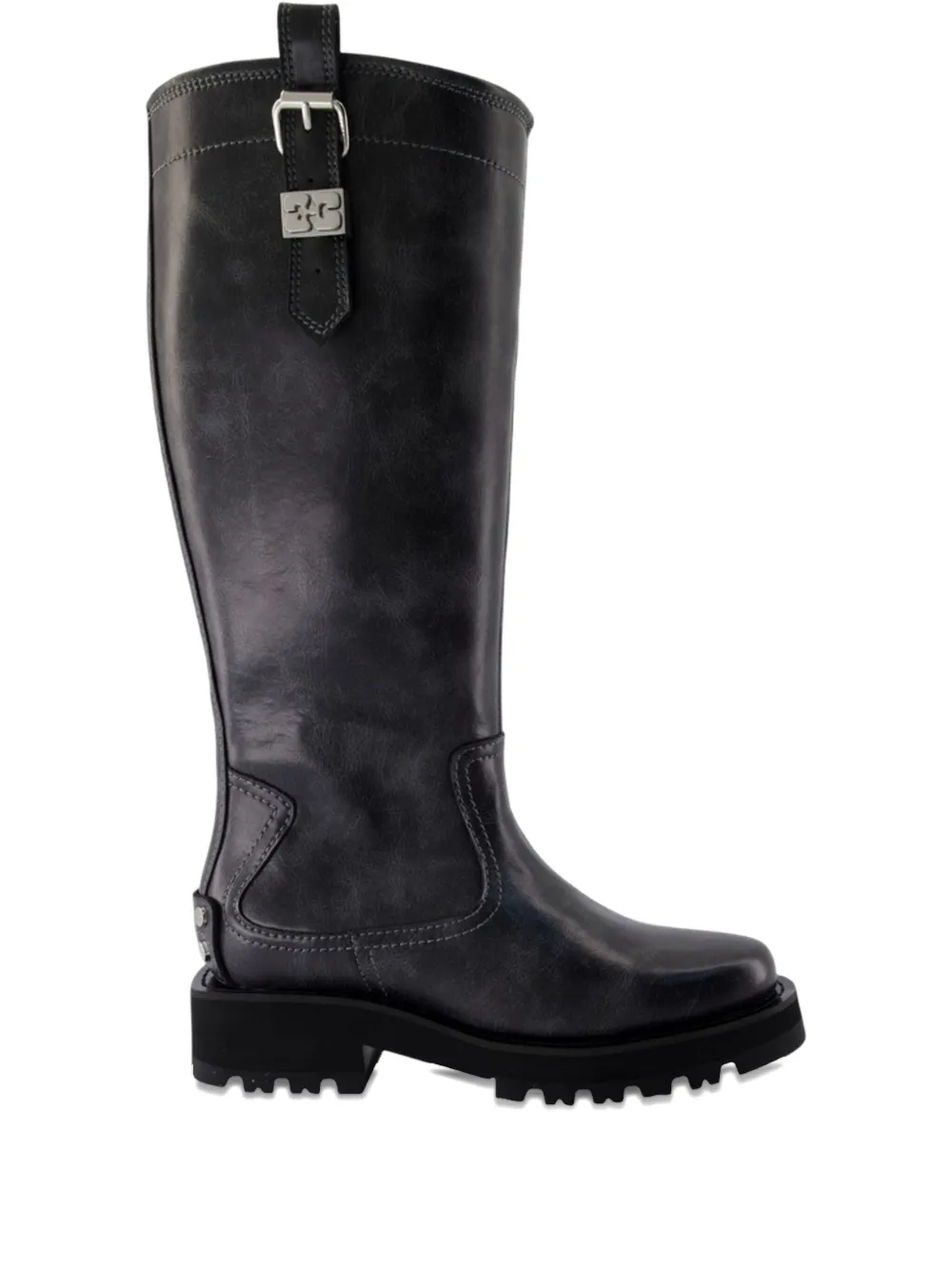 Ganni Chunky Buckle Boots In Black