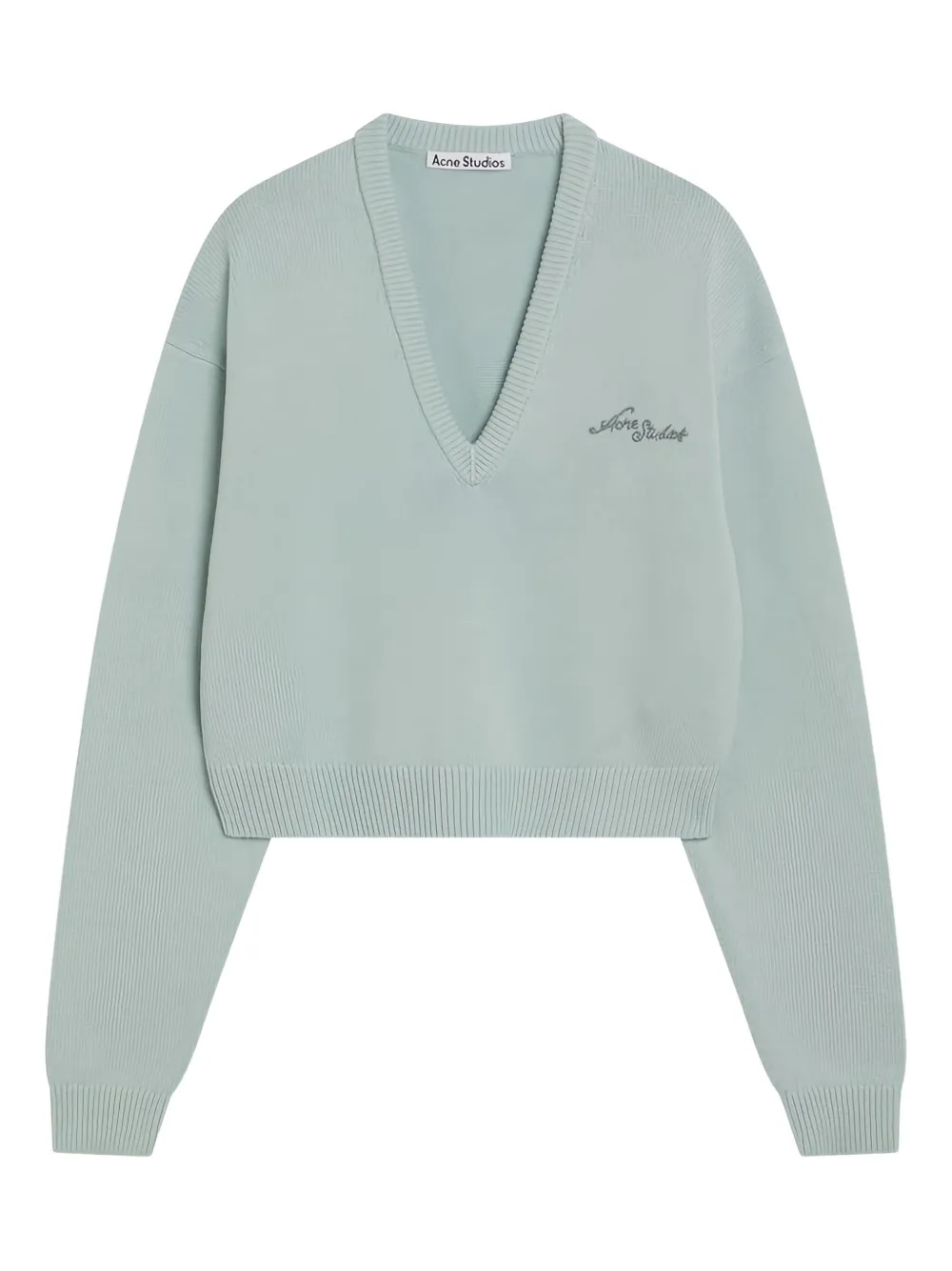 Acne Studios v-neck embroidery-logo sweatshirt - グリーン Acne Studios v-neck embroidery-logo sweatshirt - グリーン