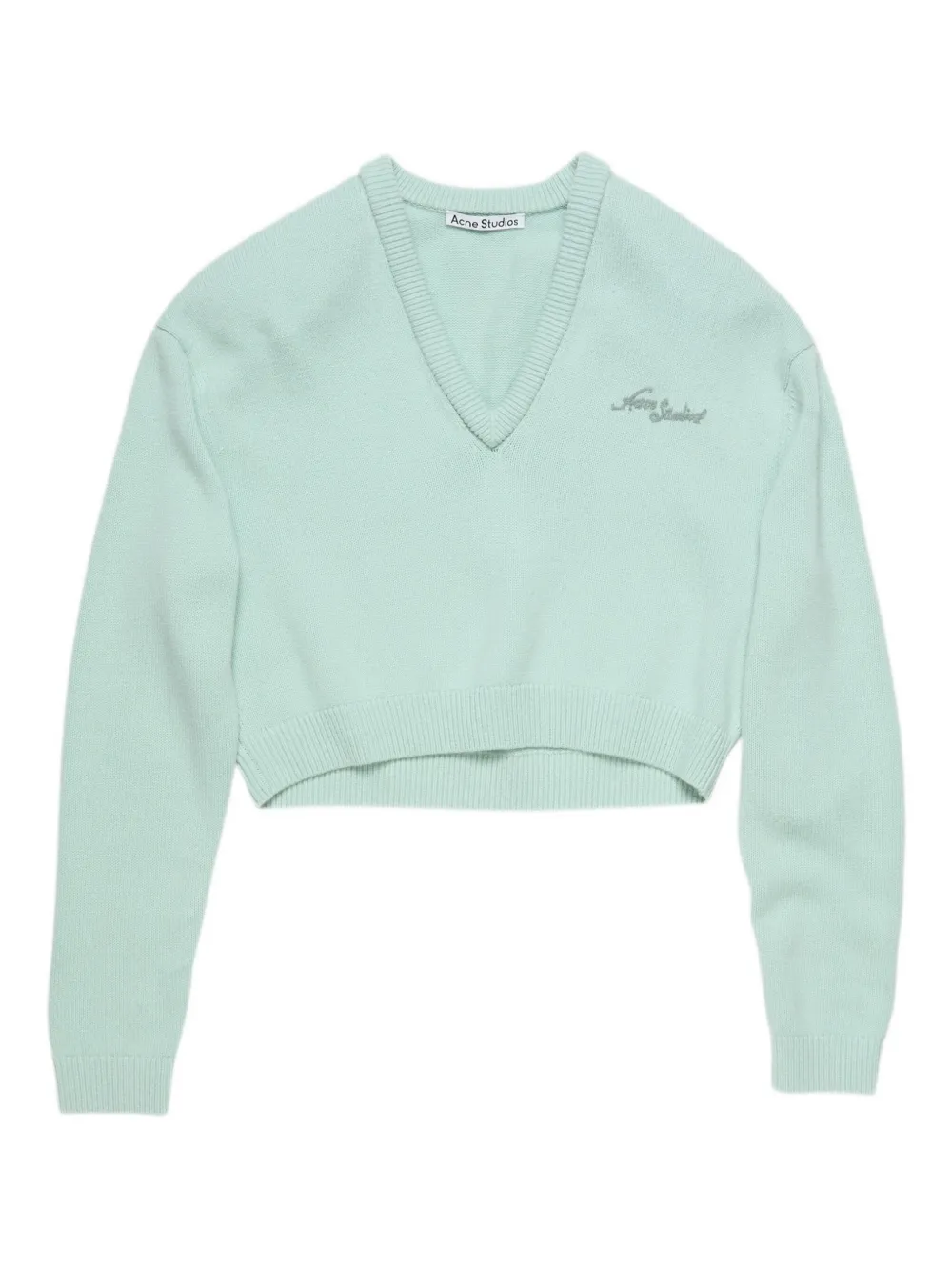 Acne Studios v-neck embroidery-logo sweatshirt - Verde
